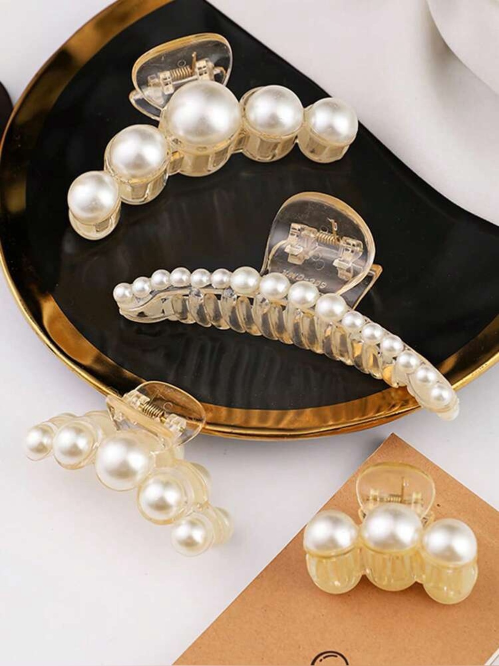 4pcs Faux Pearl Embellished Minimalist Hair Clips, Suitable For Everyday Use Hai